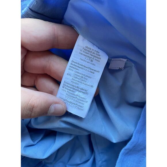 J. Crew Embroidered Blue and White Mini Skirt - Linen Cotton Blend sz M - Picture 7 of 7